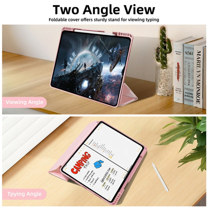 For iPad Pro 11 2024 3-fold TPU Smart Leather Tablet Case with Pen Slot(Pink) - iPad Pro 11 2024 Cases by buy2fix | Online Shopping UK | buy2fix