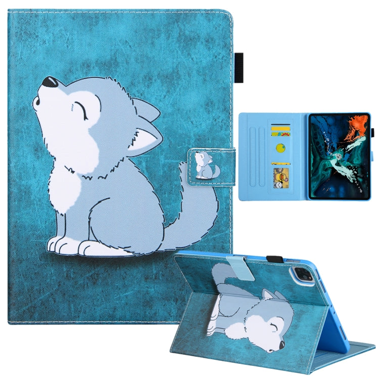 For iPad Pro 11 2024 Colored Drawing Leather Smart Tablet Case(Cute Wolf) - iPad Pro 11 2024 Cases by buy2fix | Online Shopping UK | buy2fix