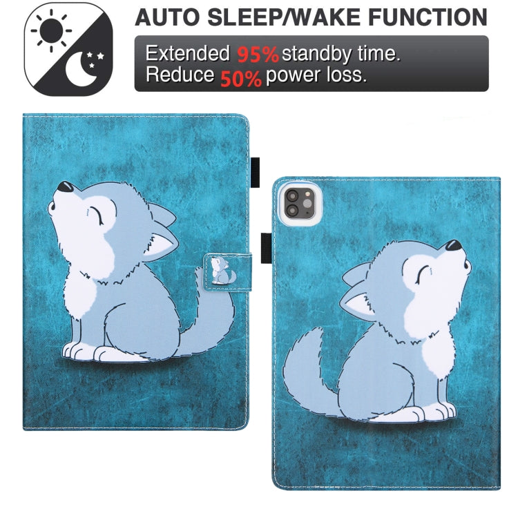 For iPad Pro 11 2024 Colored Drawing Leather Smart Tablet Case(Cute Wolf) - iPad Pro 11 2024 Cases by buy2fix | Online Shopping UK | buy2fix