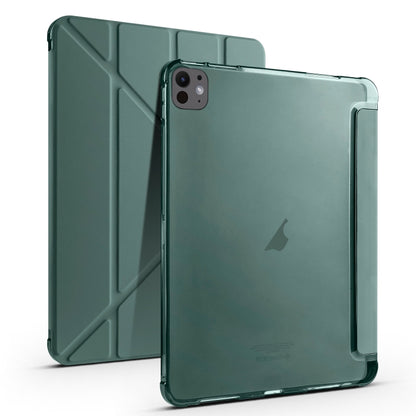 For iPad Pro 13 2024 Multi-folding TPU Leather Smart Tablet Case with Pen Slot(Pine Green) - iPad Pro 13 2024 Cases by buy2fix | Online Shopping UK | buy2fix