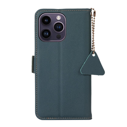 For iPhone 16 Pro Side-Magnetic TJ Genuine Leather RFID Phone Case(Green) - iPhone 16 Pro Cases by buy2fix | Online Shopping UK | buy2fix