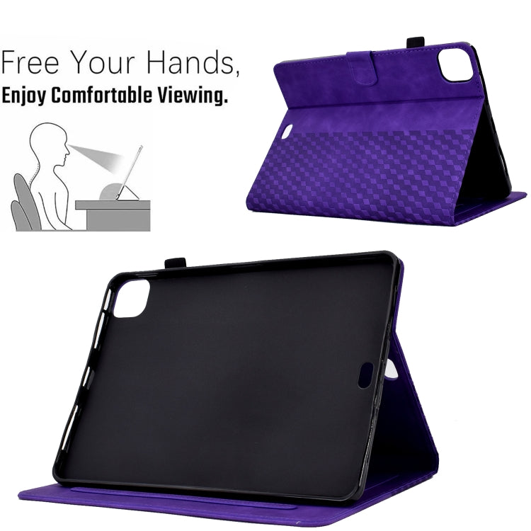 For iPad Pro 11 2024 Rhombus Embossed Leather Tablet Case(Purple) - iPad Pro 11 2024 Cases by buy2fix | Online Shopping UK | buy2fix