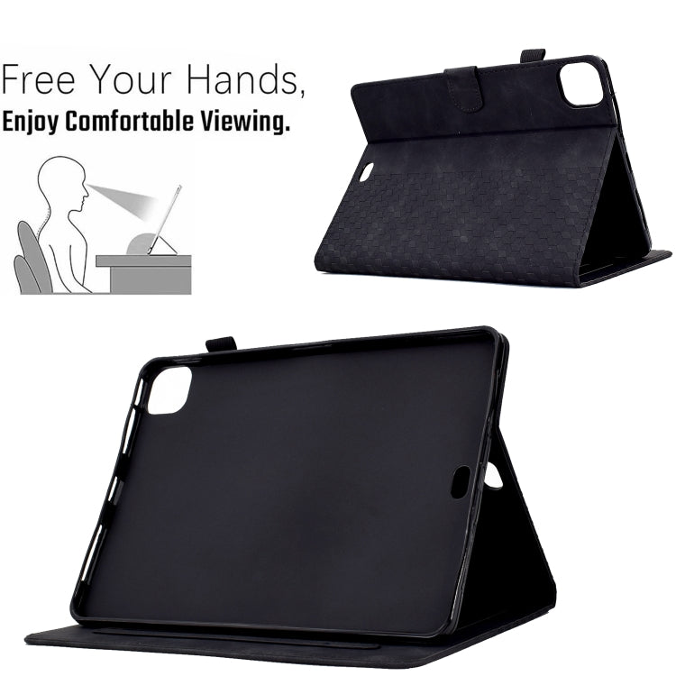 For iPad Pro 11 2024 Rhombus Embossed Leather Tablet Case(Black) - iPad Pro 11 2024 Cases by buy2fix | Online Shopping UK | buy2fix