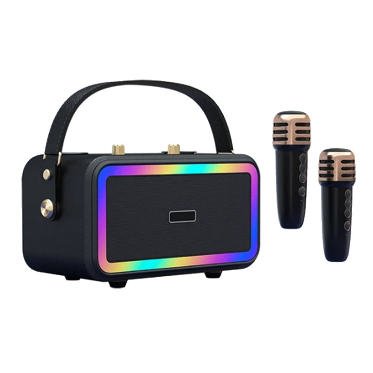 M3201 Portable Colorful Bluetooth Speaker Home Retro Karaoke Dual-Mic Speaker(Black) - Desktop Speaker by buy2fix | Online Shopping UK | buy2fix