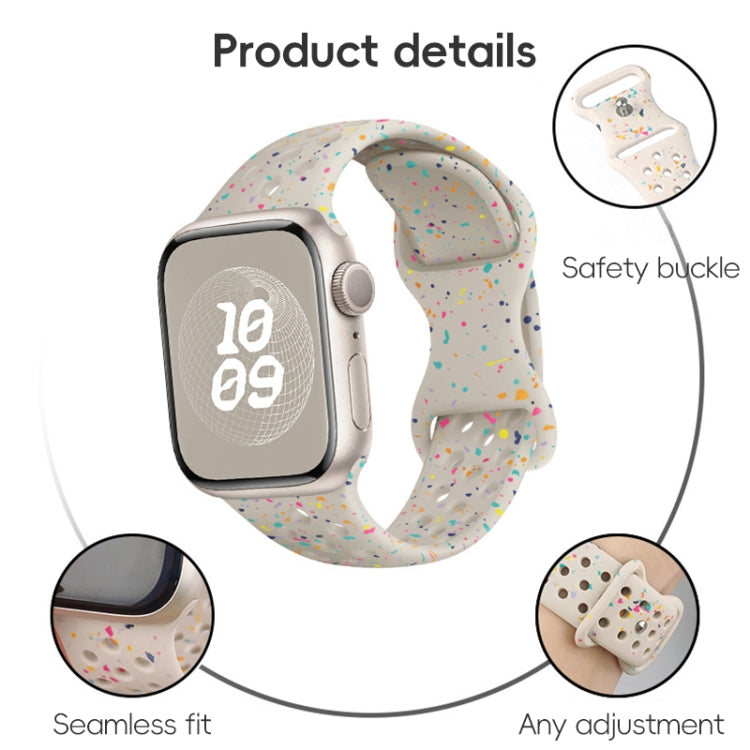 For Apple Watch Series 4 40mm Hole Style Butterfly Buckle Camouflage Silicone Watch Band(Light Purple) - Watch Bands by buy2fix | Online Shopping UK | buy2fix