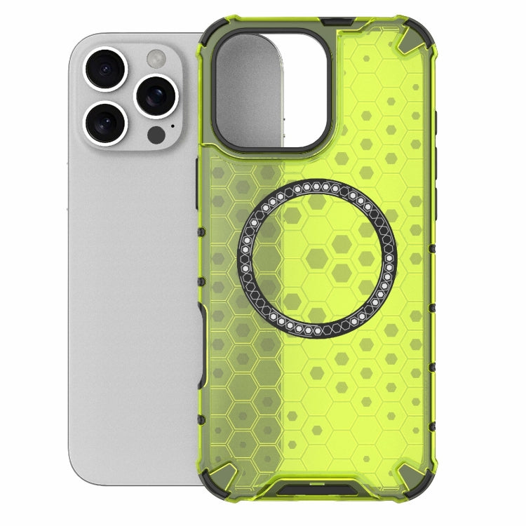 For iPhone 16 Pro Max Honeycomb Magnetic Ring Shockproof Phone Case(Green) - iPhone 16 Pro Max Cases by buy2fix | Online Shopping UK | buy2fix