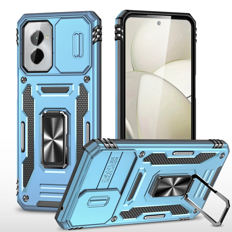 For Motorola Moto G Power 2024 Armor PC + TPU Camera Shield Phone Case(Light Blue) - Motorola Cases by buy2fix | Online Shopping UK | buy2fix