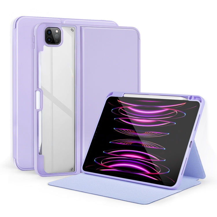 For iPad Air 13 2024 / Pro 12.9 2022 2-Fold Clear Acrylic Leather Tablet Case(Light Purple) - iPad Pro 12.9 (2022/2021) Cases by buy2fix | Online Shopping UK | buy2fix