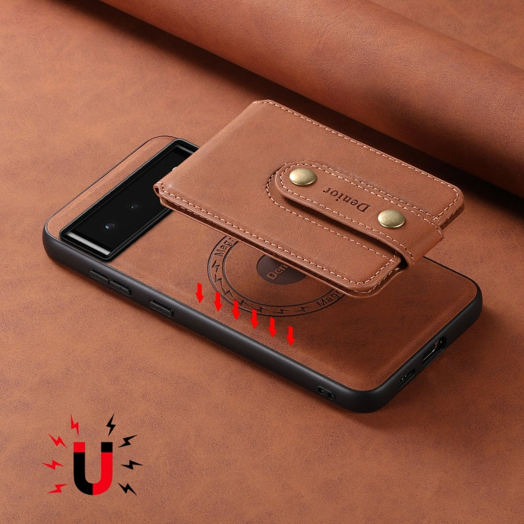 For Google Pixel 6 Denior D14 NK Retro Pattern MagSafe Magnetic Card Holder Leather Phone Case(Brown) - Google Cases by Denior | Online Shopping UK | buy2fix