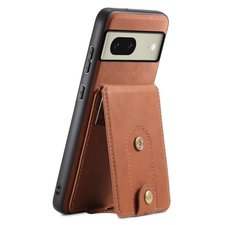 For Google Pixel 8 Denior D14 NK Retro Pattern MagSafe Magnetic Card Holder Leather Phone Case(Brown) - Google Cases by Denior | Online Shopping UK | buy2fix