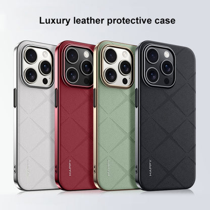 For iPhone 16 Pro Plain Leather PC Phone Case(Black) - iPhone 16 Pro Cases by buy2fix | Online Shopping UK | buy2fix