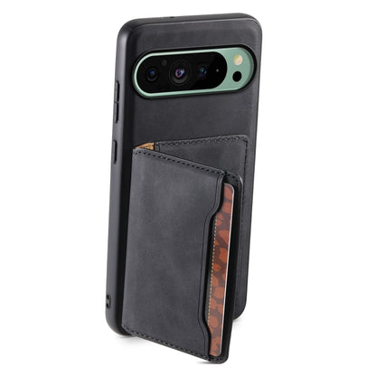 For Google Pixel 9 Denior D13 Retro Texture Leather MagSafe Card Bag Phone Case(Black) - Google Cases by Denior | Online Shopping UK | buy2fix