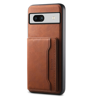 For Google Pixel 7a Denior D13 Retro Texture Leather MagSafe Card Bag Phone Case(Brown) - Google Cases by Denior | Online Shopping UK | buy2fix