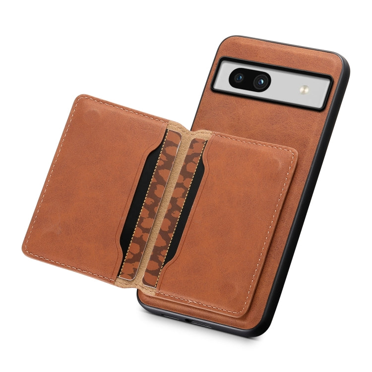 For Google Pixel 7a Denior D13 Retro Texture Leather MagSafe Card Bag Phone Case(Brown) - Google Cases by Denior | Online Shopping UK | buy2fix