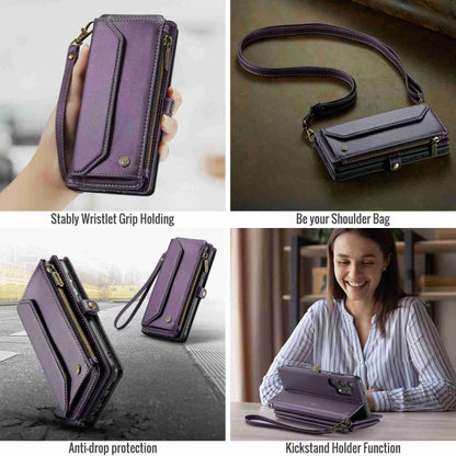 For Samsung Galaxy A32 5G CaseMe C36 Card Slots Zipper Wallet RFID Anti-theft Leather Phone Case(Purple) - Galaxy Phone Cases by CaseMe | Online Shopping UK | buy2fix