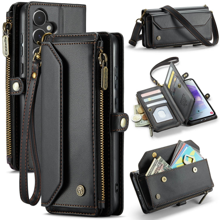 For Samsung Galaxy A55 5G CaseMe C36 Card Slots Zipper Wallet RFID Anti-theft Leather Phone Case(Black) - Galaxy Phone Cases by CaseMe | Online Shopping UK | buy2fix