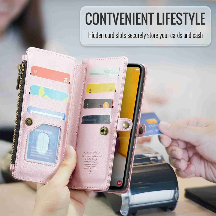 For Samsung Galaxy A72 CaseMe C36 Card Slots Zipper Wallet RFID Anti-theft Leather Phone Case(Pink) - Galaxy Phone Cases by CaseMe | Online Shopping UK | buy2fix