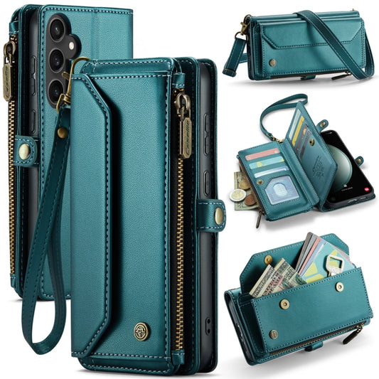 For Samsung Galaxy S23 FE 5G CaseMe C36 Card Slots Zipper Wallet RFID Anti-theft Leather Phone Case(Blue-green) - Galaxy S23 FE 5G Cases by CaseMe | Online Shopping UK | buy2fix