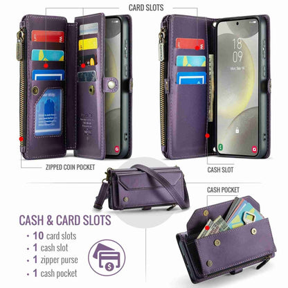 For Samsung Galaxy S24+ 5G CaseMe C36 Card Slots Zipper Wallet RFID Anti-theft Leather Phone Case(Purple) - Galaxy S24+ 5G Cases by CaseMe | Online Shopping UK | buy2fix