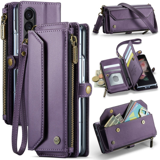 For Samsung Galaxy Z Fold3 CaseMe C36 Card Slots Zipper Wallet RFID Anti-theft Leather Phone Case(Purple) - Galaxy Phone Cases by CaseMe | Online Shopping UK | buy2fix