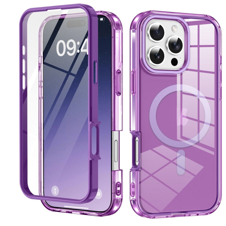 For iPhone 16 Pro Max Colorful MagSafe Magnetic PC Hybrid TPU Phone Case(Dark Purple) - iPhone 16 Pro Max Cases by buy2fix | Online Shopping UK | buy2fix