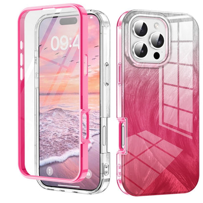 For iPhone 16 Pro Max IMD Gradient Feather PC Hybrid TPU Phone Case(Rose Red) - iPhone 16 Pro Max Cases by buy2fix | Online Shopping UK | buy2fix