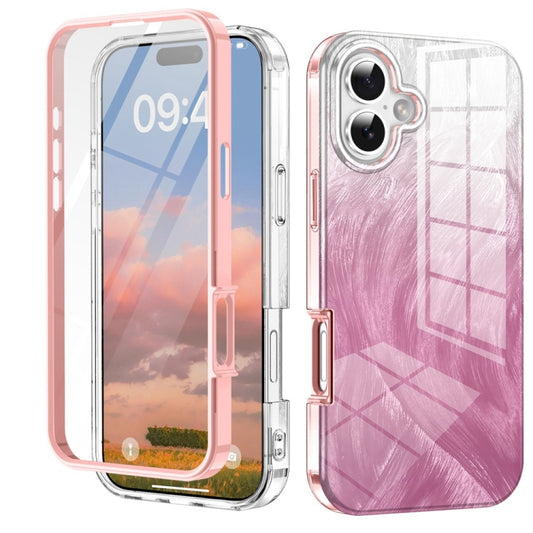 For iPhone 16 Plus IMD Gradient Feather PC Hybrid TPU Phone Case(Light Pink) - iPhone 16 Plus Cases by buy2fix | Online Shopping UK | buy2fix