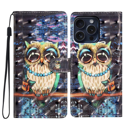 For iPhone 16 Pro 3D Pattern Leather Phone Case(Big-eyed owl) - iPhone 16 Pro Cases by buy2fix | Online Shopping UK | buy2fix