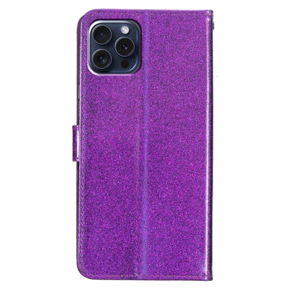 For iPhone 16 Pro Glitter Powder Flip Leather Phone Case(Purple) - iPhone 16 Pro Cases by buy2fix | Online Shopping UK | buy2fix