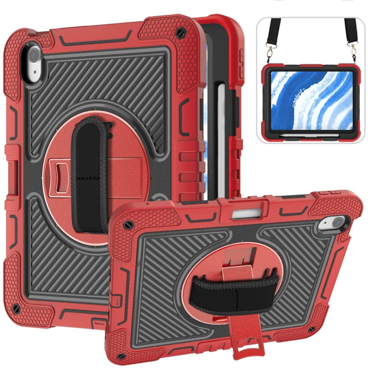 For iPad Air 11 2024 / Air 2022 10.9 360 Degree Rotation PC Contrast Silicone Tablet Case(Red + Black) - iPad Air 11 2024 Cases by buy2fix | Online Shopping UK | buy2fix