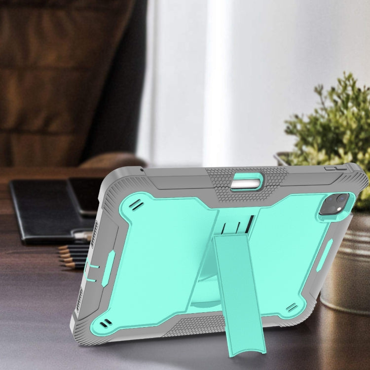 For iPad Pro 11 2024 Shockproof Silicone Hybrid PC Tablet Case with Holder(Mint Green + Grey) - iPad Pro 11 2024 Cases by buy2fix | Online Shopping UK | buy2fix