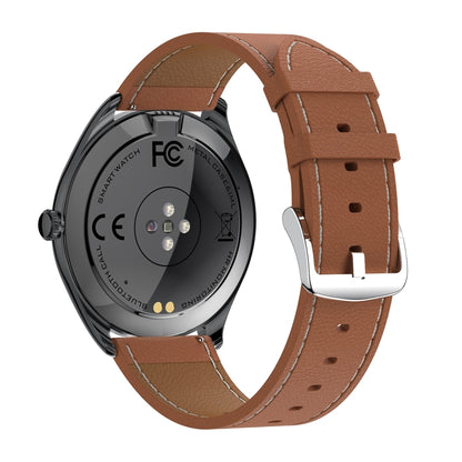 MT55 1.43 inch AMOLED HD Screen Ultra-thin Smart Call Health Watch, Leather Strap(Black Brown) - Smart Watches by buy2fix | Online Shopping UK | buy2fix