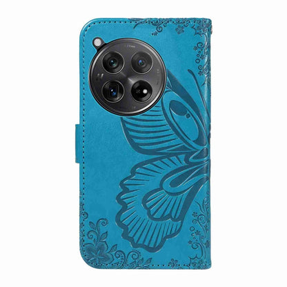 For OnePlus 12 Swallowtail Butterfly Embossed Leather Phone Case(Blue) - OnePlus Cases by buy2fix | Online Shopping UK | buy2fix