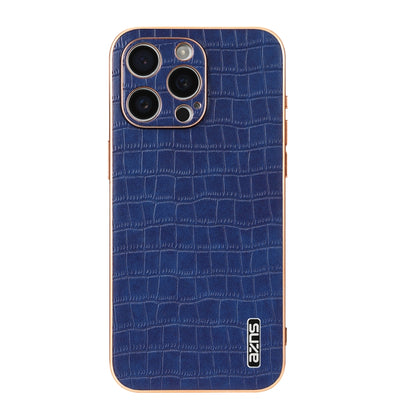 For iPhone 16 Pro AZNS Electroplated Frame Crocodile Texture Full Coverage Phone Case(Blue) - iPhone 16 Pro Cases by AZNS | Online Shopping UK | buy2fix