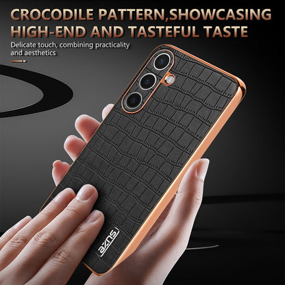 For Samsung Galaxy S24 5G AZNS Electroplated Frame Crocodile Texture Full Coverage Phone Case(White) - Galaxy S24 5G Cases by AZNS | Online Shopping UK | buy2fix