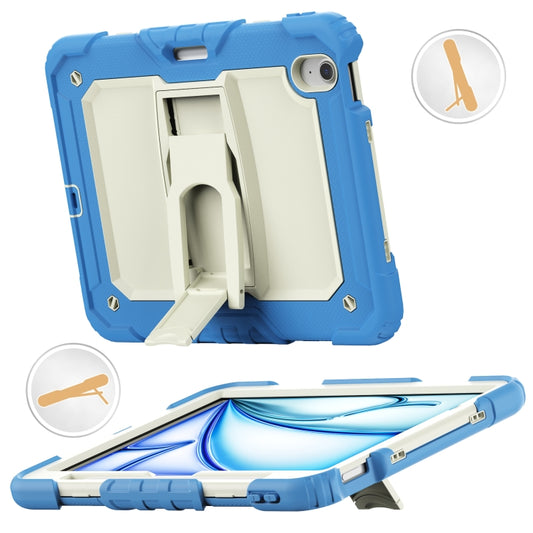 For iPad Air 11 2024 Silicone Hydric PC Tablet Case with Shoulder Strap & Holder(Cyan-blue) - iPad Air 11 2024 Cases by buy2fix | Online Shopping UK | buy2fix