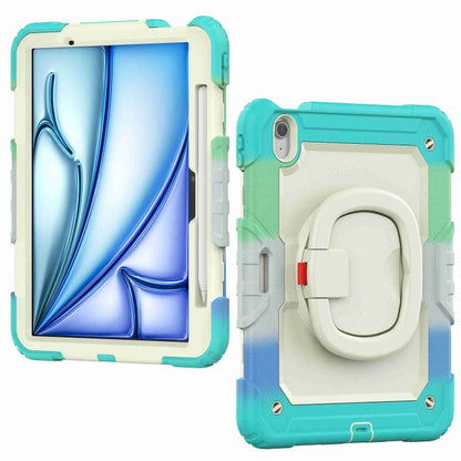 For iPad Air 11 2024 Handle Silicone Hydric PC Tablet Case with Shoulder Strap(Rainbow Blue) - iPad Air 11 2024 Cases by buy2fix | Online Shopping UK | buy2fix