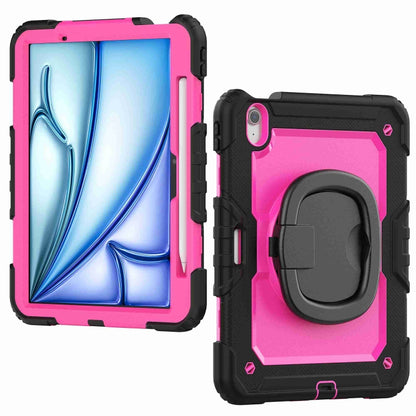 For iPad Air 11 2025 / 2024 Handle Silicone Hydric PC Tablet Case with Shoulder Strap(Rose Red PC) - iPad Air 11 2025 / 2024 Cases by buy2fix | Online Shopping UK | buy2fix