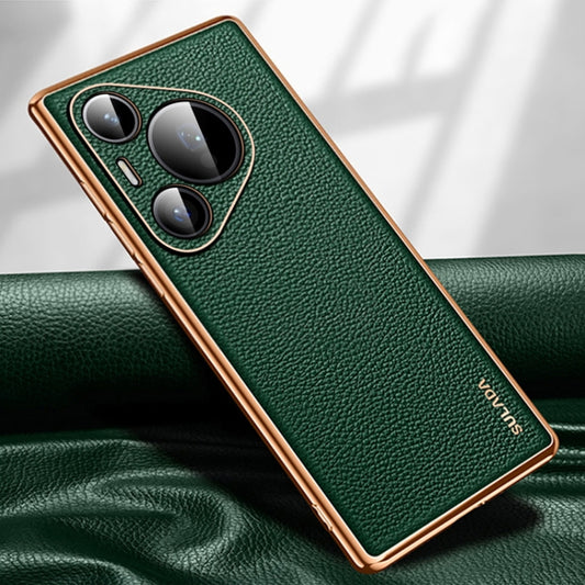 For Huawei Pura 70 Pro SULADA TPU + Litchi Texture Leather Phone Case(Green) - Huawei Cases by SULADA | Online Shopping UK | buy2fix