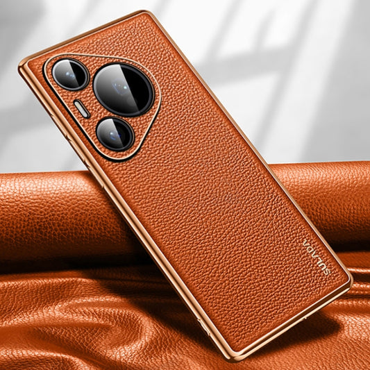 For Huawei Pura 70 SULADA TPU + Litchi Texture Leather Phone Case(Orange) - Huawei Cases by SULADA | Online Shopping UK | buy2fix