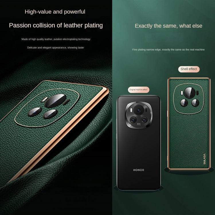 For Honor Magic5 SULADA TPU + Litchi Texture Leather Phone Case(Green) - Honor Cases by SULADA | Online Shopping UK | buy2fix