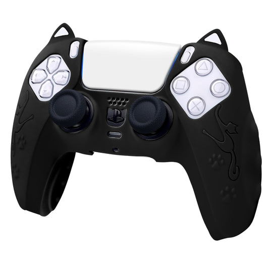 For Sony PS5 Cat Ear Shape Gamepad Silicone Protective Case(Black) - Cases by buy2fix | Online Shopping UK | buy2fix