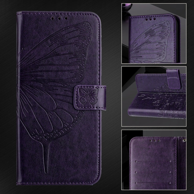 For Blackview A52 Embossed Butterfly Leather Phone Case(Dark Purple) - More Brand by buy2fix | Online Shopping UK | buy2fix