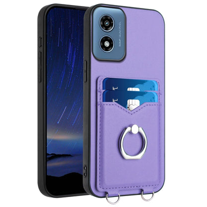 For Motorola Moto G Play 2024 4G R20 Ring Card Holder Phone Case(Purple) - Motorola Cases by buy2fix | Online Shopping UK | buy2fix