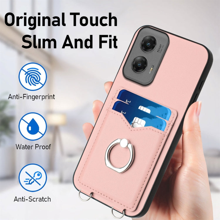 For Motorola Moto G Stylus 5G 2024 R20 Ring Card Holder Phone Case(Pink) - Motorola Cases by buy2fix | Online Shopping UK | buy2fix