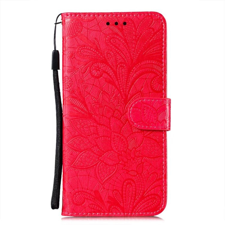 For Google Pixel 9 Pro Lace Flower Embossing Flip Leather Phone Case(Red) - Google Cases by buy2fix | Online Shopping UK | buy2fix