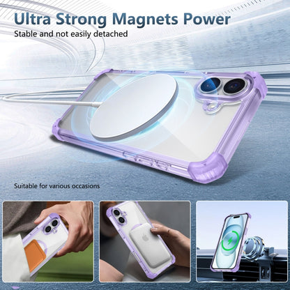 For iPhone 16 Transparent MagSafe Magnetic Phone Case(Purple) - iPhone 16 Cases by buy2fix | Online Shopping UK | buy2fix