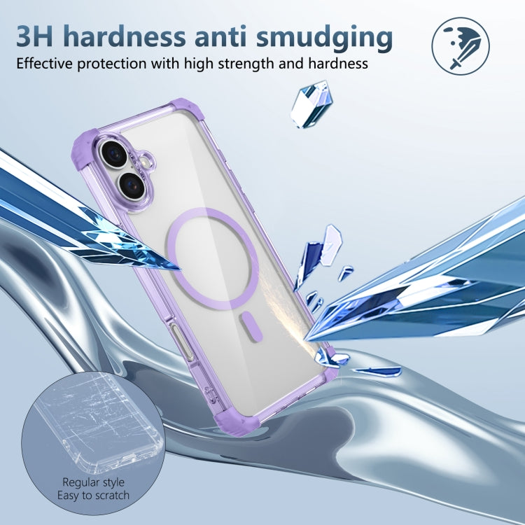 For iPhone 16 Plus Transparent MagSafe Magnetic Phone Case(Purple) - iPhone 16 Plus Cases by buy2fix | Online Shopping UK | buy2fix