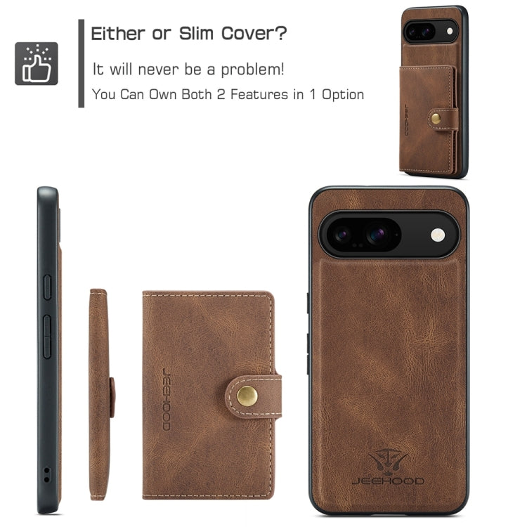 For Google Pixel 9 JEEHOOD J01 Retro Magnetic Detachable Wallet Phone Case(Brown) - Google Cases by JEEHOOD | Online Shopping UK | buy2fix