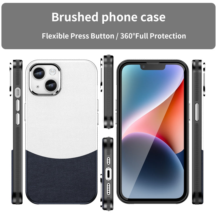 For iPhone 14 Leather Texture MagSafe Magnetic TPU + PC Phone Case(Dark Blue) - iPhone 14 Cases by buy2fix | Online Shopping UK | buy2fix